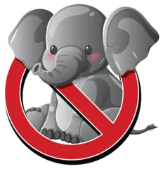 Fototapete Rund Kinder No Elephants Allowed Symbol with Cute Cartoon Elephant  © GraphicsRF