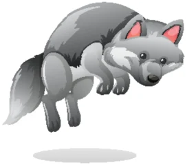 Fototapete Rund Kinder Gray Arctic Fox Jumping in Midair Vector Illustration  © GraphicsRF