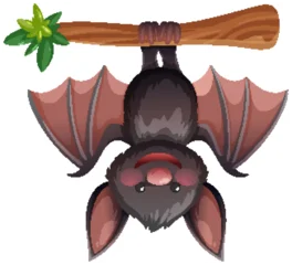 Fototapete Rund Kinder Cartoon Bat Hanging Upside Down from Tree Branch  © GraphicsRF