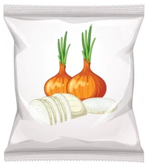Fototapete Rund Kinder Vector Snack Packaging with Whole and Sliced Onions  © GraphicsRF