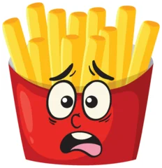 Fototapete Rund Kinder Cartoon French Fries Box With Worried Expression  © GraphicsRF
