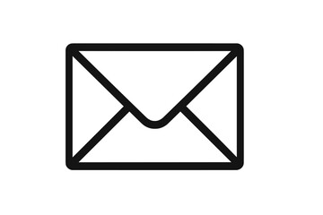 Minimalist black outline icon depicting a closed mail envelope for correspondence
