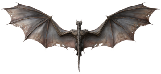 Fierce Dragon with Large Bat-like Wings Flying in White Background