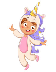 Cute girl in a unicorn costume