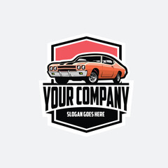 Premium Classic American Muscle Car Ready Made Logo Vector. Best for Automotive and Detailing Company Related Logo