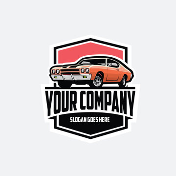 Premium Classic American Muscle Car Ready Made Logo Vector. Best for Automotive and Detailing Company Related Logo