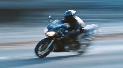 Off-road Motorcyclist Speeding Through Sandy Terrain with Dust and Motion Blur