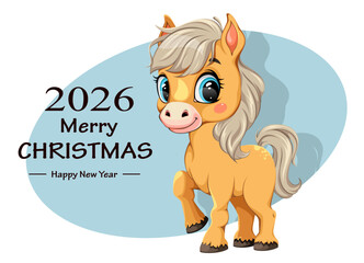 Cute cartoon horse. Chinese New Year 2026 symbol