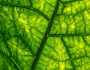 Close-up of a vibrant green leaf revealing intricate vein patterns