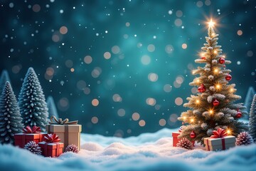 Christmas background with generous copyspace and holiday decorative elements