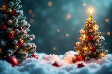 Christmas background with generous copyspace and holiday decorative elements