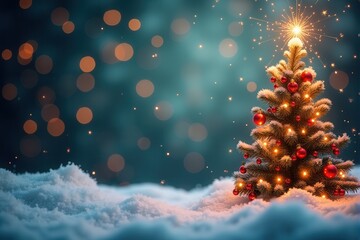 Christmas background with generous copyspace and holiday decorative elements