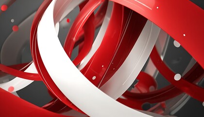 High contrast red and white accessories over digital abstract layering