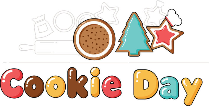 Vector illustration of a chocolate chip cookie for Cookie Day, perfect for bakery themes, dessert designs, sweet treats, food promotions, and celebration graphics