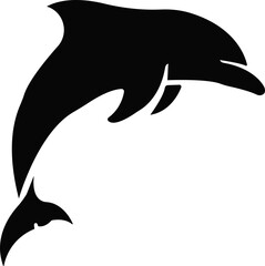 dolphin icon illustration. jumping dolphin line icon in white and black colors. jumping dolphin flat vector icon from jumping dolphin. minimalist dolphin line art icon logo symbol.