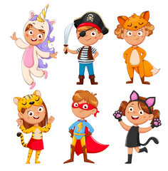 Children in carnival costumes for Christmas