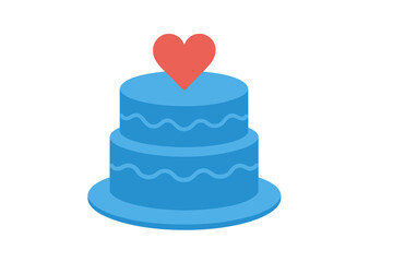 Two tier blue celebration cake with red heart topper