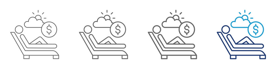 Paid Holidays icon set with multi line style and color collection