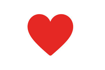 Simple solid red heart shape on clean white background