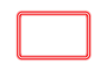 Fototapeta premium Glowing red neon rectangle frame frame with rounded edges, illuminate electric frame, glowing neon light border, led neon lamp