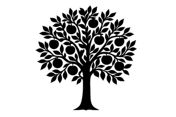 Obraz premium Stylized silhouette of a fruit bearing tree with dense foliage