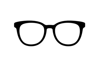 Fototapeta premium Black thick frame eyeglasses silhouette icon isolated on white background