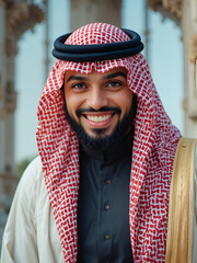 Joyful Saudi Arabian Man in Traditional Attire
