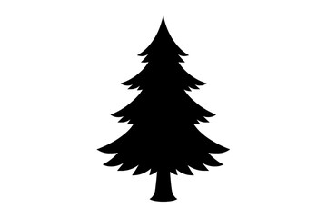 Stylized black silhouette of a coniferous evergreen tree shape © icon_art