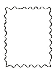 Vintage summer stamp frames with wavy borders. Doodle squiggle frames in italian coastal style. Crayon simple rectangle shapes, vector illustration