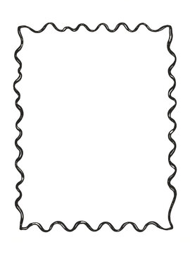 Vintage summer stamp frames with wavy borders. Doodle squiggle frames in italian coastal style. Crayon simple rectangle shapes, vector illustration