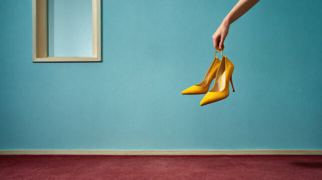 Yellow heels in a chic room