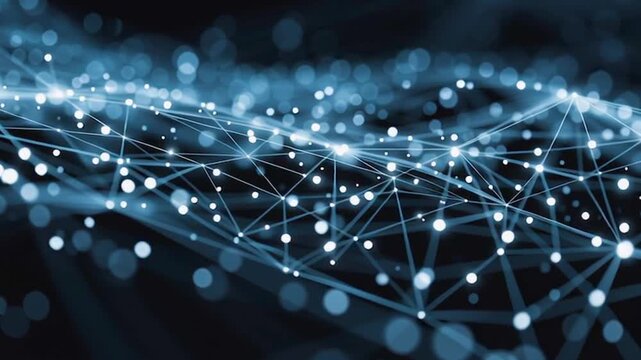 Abstrakter, farbenfroher Technologie-Hintergrund. Symbol f&uuml;r neuronale Netzwerke, Cybersicherheit, Datenstr&ouml;me, Datenbanken, Wissenschaft, Supercomputer und Cloud Computing, Generative AI