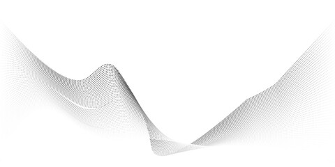 Abstract vector wavy lines flowing smooth curve black grey gradient isolated on transparent background in concept of technology, science, music,