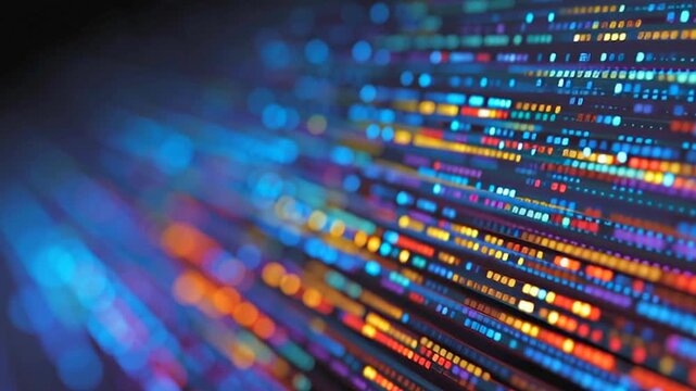 Abstrakter, farbenfroher Technologie-Hintergrund. Symbol f&uuml;r neuronale Netzwerke, Cybersicherheit, Datenstr&ouml;me, Datenbanken, Wissenschaft, Supercomputer und Cloud Computing, Generative AI