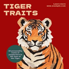 Naklejka premium Year of Tiger Instagram post template