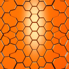 Pattern of hexagonal orange metal tiles, with the edges giving an illusionistic depth