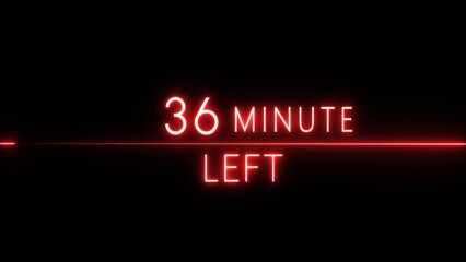 Obraz premium 36-minute left countdown illustration. Neon countdown number. Coming soon timer minute.