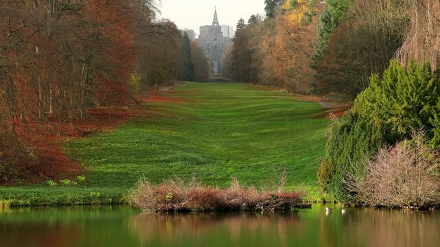 the hercules statue at mountain park kassel in autumn 4k 25fps video