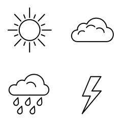 Weather Icons Set Sun Cloud Rain Lightning Symbols Climate  Forecast Elements for Digital Design