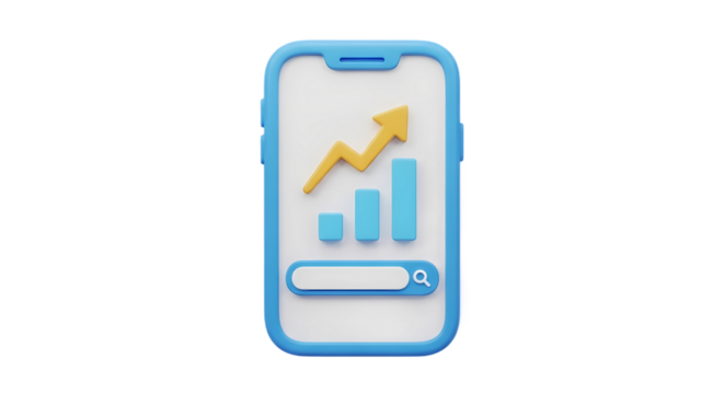 3D Smartphone with Growth Chart Mobile Business and Financial Success Concept