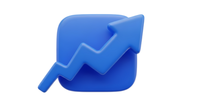 Blue Arrow Up Icon Growth Success Progress and Investment 3D Render