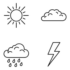 Weather Icons Set Sun Cloud Rain Lightning Symbols for Forecast  Climate Conditions Simple UI Elements for Meteorology Apps