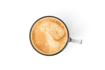 Cup of americano coffee isolated on white background.