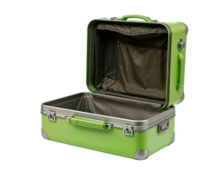 Open Green Suitcase Ready for Travel