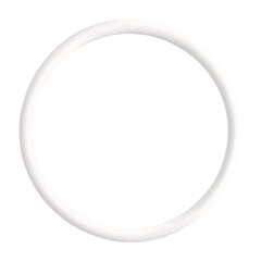 White 3D Circular Frame with Realistic Shading on Transparent Background