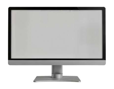 Modern Computer Monitor with Blank Screen on Transparent Background