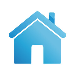 Obraz premium Simple blue house icon with a chimney and doorway representing home and real estate