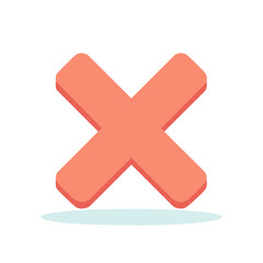 Fototapeta premium Coral X Mark Icon with Shadow 3D Graphic Element