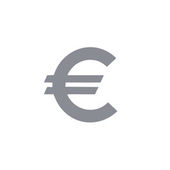 Obraz premium Gray Euro currency symbol icon representing European finance and economy