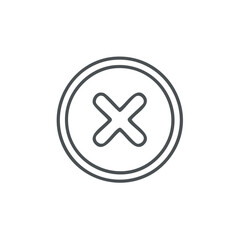 Obraz premium Cancel Cross Icon in Circle Shape, simple outline, error, delete, close, cancel, wrong, decline